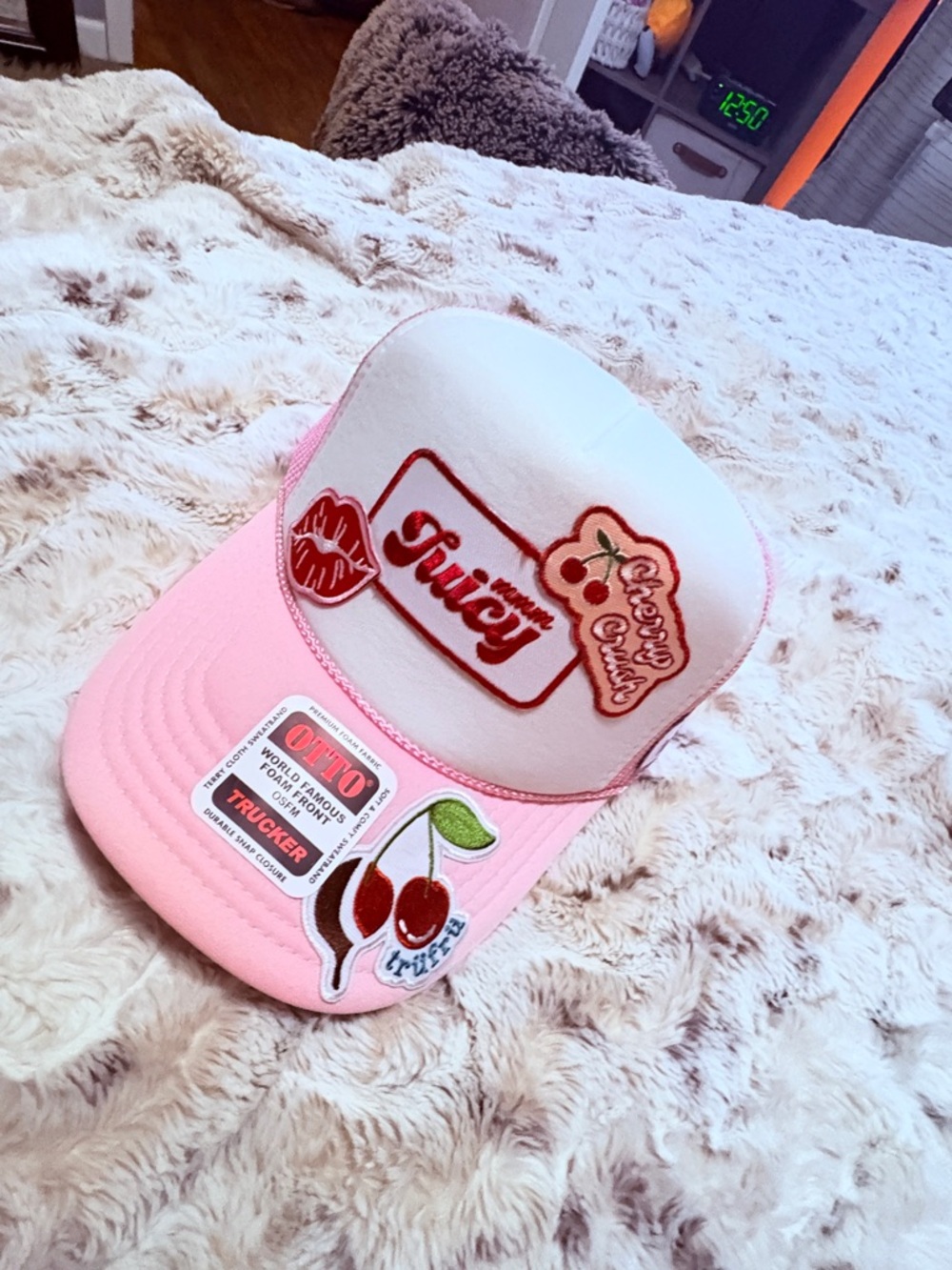 tarte Pink and White Cherry Trucker Hat